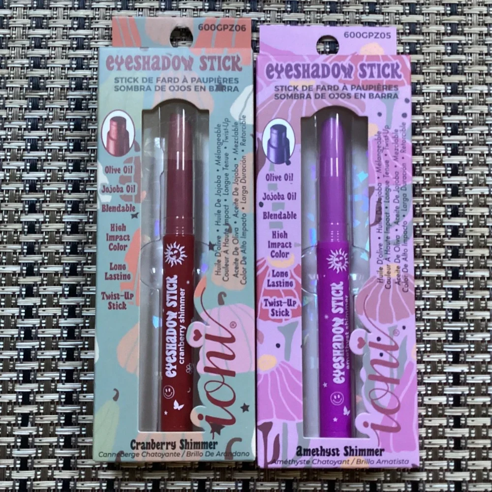 Ioni Cosmetics eyeshadow sticks bundle Cranberry Shimmer & Amethyst Shimmer NEW